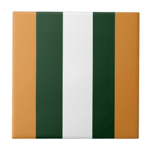 Brown, dark green and white stripes ceramic tile
