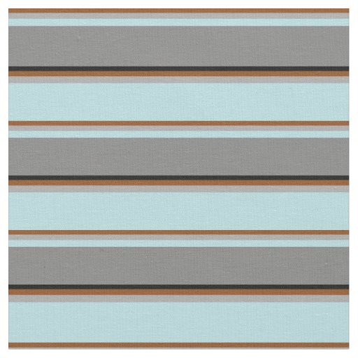 Brown, Dark Grey, Powder Blue, Grey & Black Lines Fabric