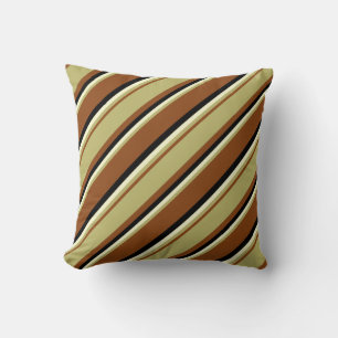 Brown, Dark Khaki, Light Yellow, and Black Colored Throw Pillow