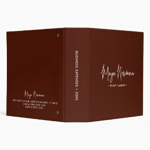 BROWN DARK Modern Minimalist Feminine Monogram  3 Ring Binder