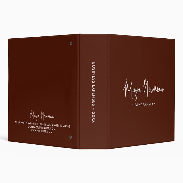 BROWN DARK Modern Minimalist Feminine Monogram  3 Ring Binder (Background)