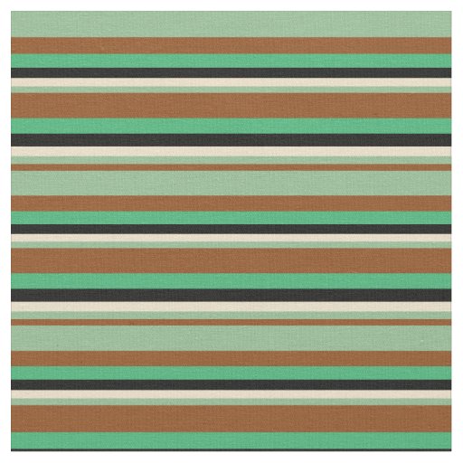 Brown, Dark Sea Green, Tan, Black & Sea Green Fabric