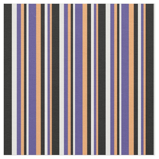 Brown, Dark Slate Blue, White, and Black Stripes Fabric