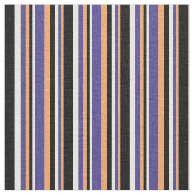 Brown, Dark Slate Blue, White, and Black Stripes Fabric (Close Up)