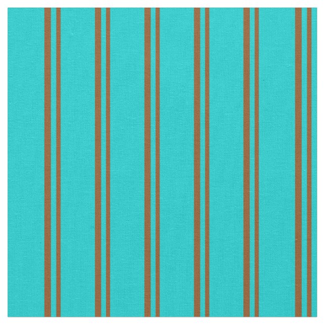 Brown & Dark Turquoise Colored Pattern Fabric (Close Up)