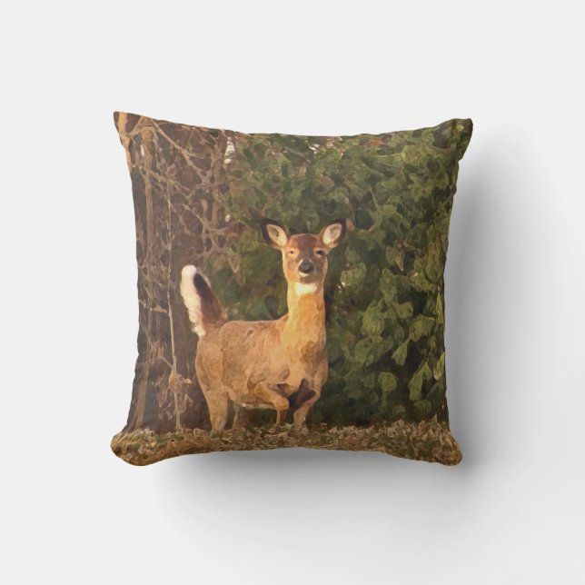 Brown Deer at Sunrise Animal Outdoor Pillow (Front)