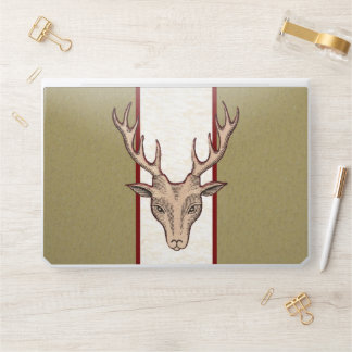 Brown Deer Head Antlers Red Outline Stripes HP Laptop Skin