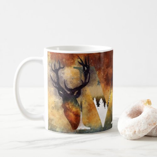 Brown Deer Monogram Family Cabin Name Coffee Mug