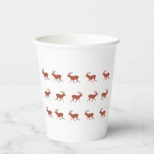 Brown Deer Walking Festive Pattern Paper Cups