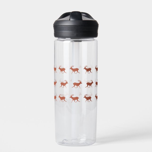 Brown Deer Walking Festive Pattern   Water Bottle (Front)
