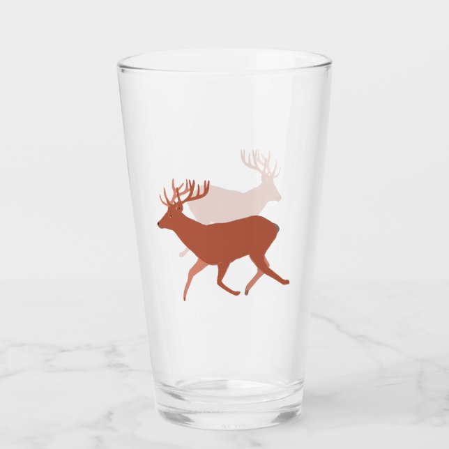 Brown Deer Walking  Glass (Front)