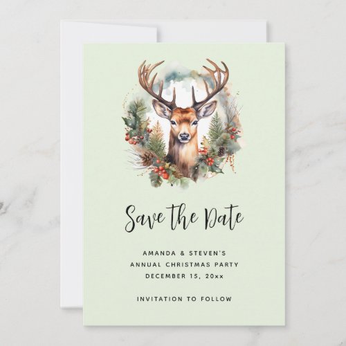 Brown Deer with Antlers Rustic Christmas Save The Date