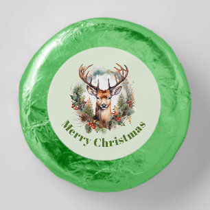 Brown Deer with Antlers Rustic Merry Christmas Dipped Oreo Cookie Favors