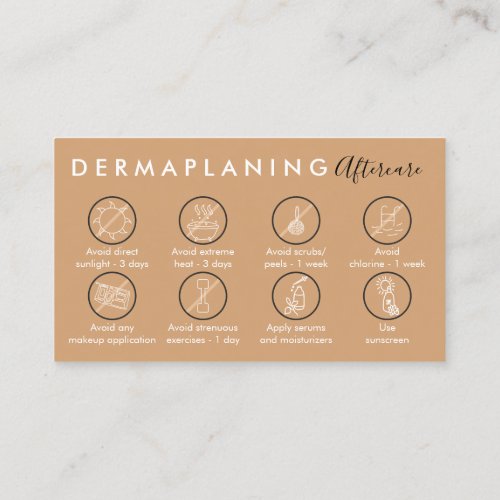 Brown Dermaplaning Aftercare Post Instructions Business Card