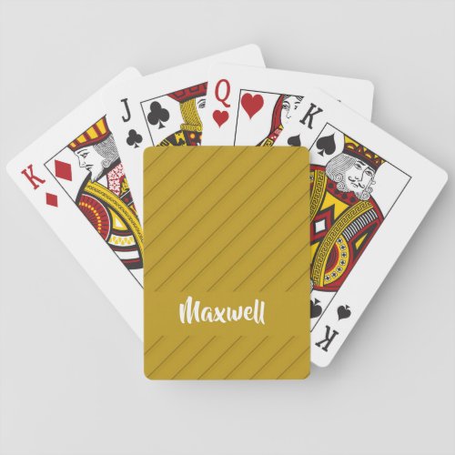 Brown diagonal plastic textured custom name poker cards