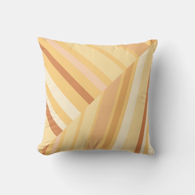 Brown Diagonal Striped Throw Pillow (Front)
