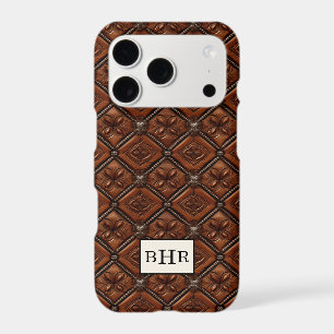 Brown Diamond Leather Monogrammed iPhone 17 Pro Case