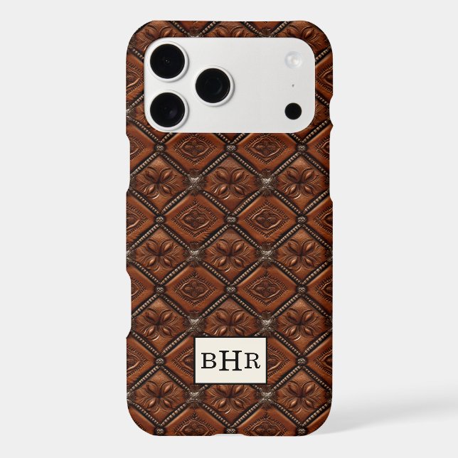 Brown Diamond Leather Monogrammed Case-Mate iPhone Case (Back)