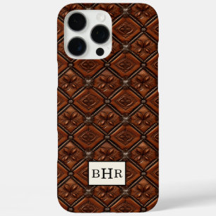 Brown Diamond Leather Monogrammed iPhone 16 Pro Max Case