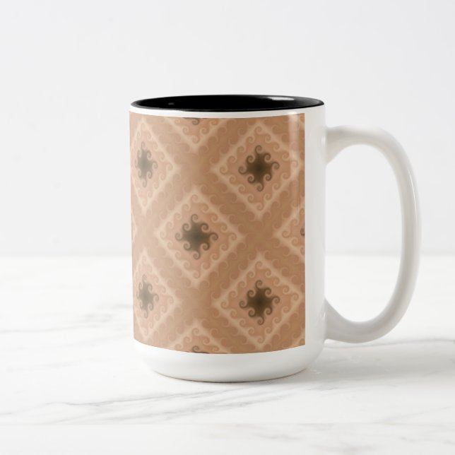Brown Diamonds Swirl Pattern Coffee Mug (Right)