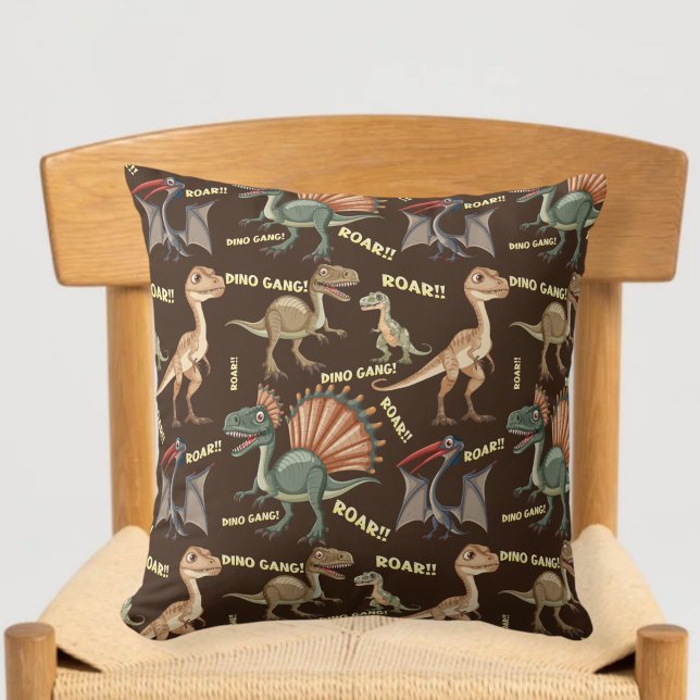 Brown dinosaur cushion - kids dinosaur pillow (Creator Uploaded)