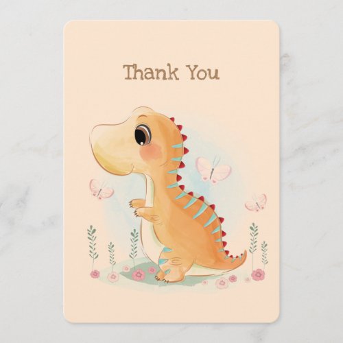 Brown Dinosaur Theme Thank You Card