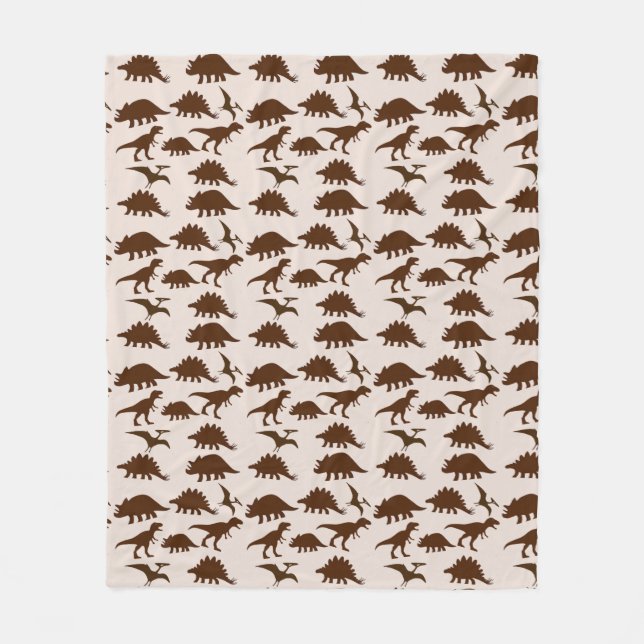 Brown Dinosaurs Fleece Blanket (Front)