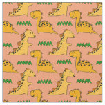 Brown Dinosaurs with Green Grass Fabric