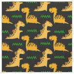 Brown Dinosaurs with Green on Black Fabric