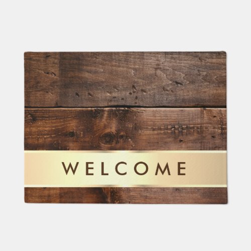 Brown Distressed Wood  Planks Country Welcome Doormat