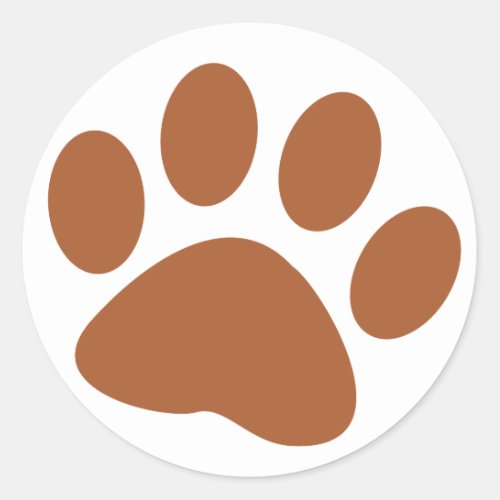 Brown Dog Animal Paw Print Classic Round Sticker