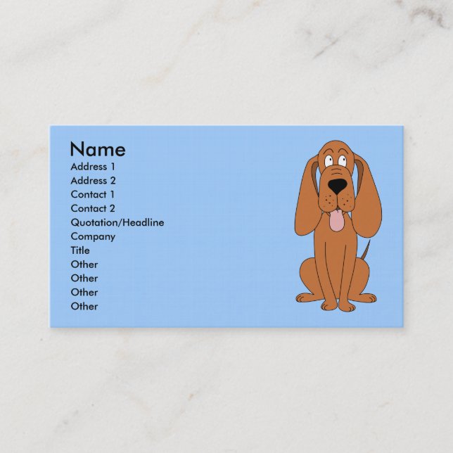 Brown Dog Cartoon. Hound. Business Card (Front)