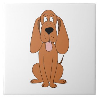 Brown Dog Cartoon. Hound. Tile by Animal_Art_By_Ali at Zazzle