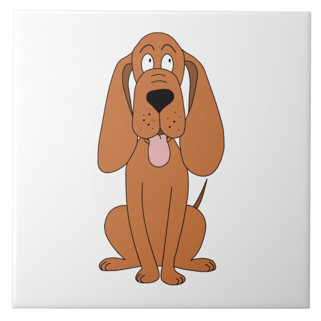 Brown Dog Cartoon. Hound. Tile (Front)