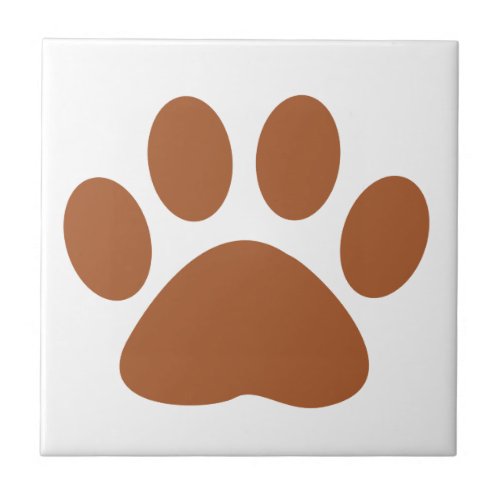 Brown Dog Cat Paw Print Ceramic Tile