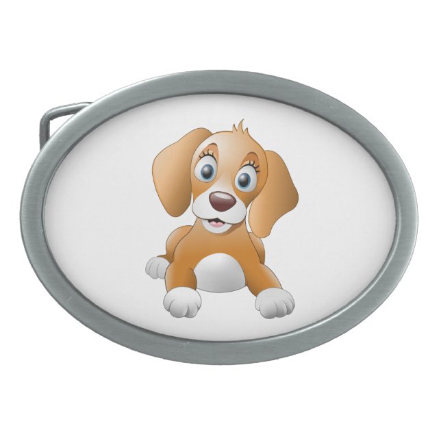 Brown dog clipart belt buckle (Front)