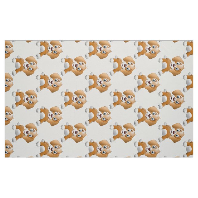 Brown dog clipart fabric (Fat Quarter)