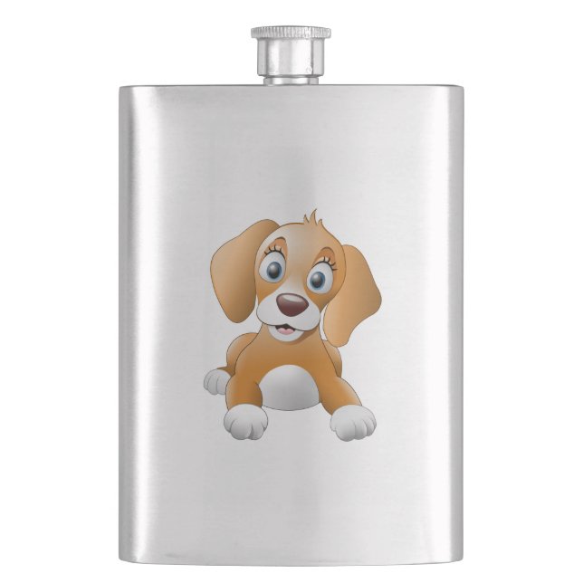 Brown dog clipart flask (Front)