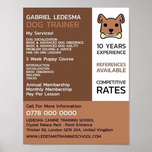 Brown Dog Dog Trainer Advertising Poster