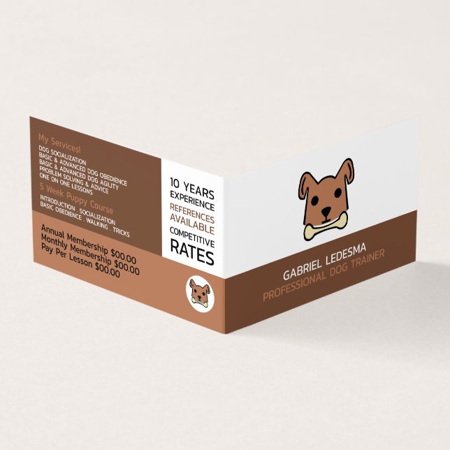 Brown Dog, Dog Trainer Detailed Business Card (Outside)