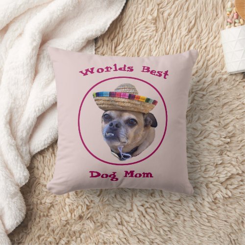 Brown Dog Face Chug Photo Throw Pillow