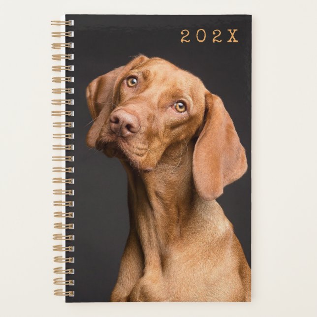 Brown Dog Face Photo Template Yearly Planner (Front)