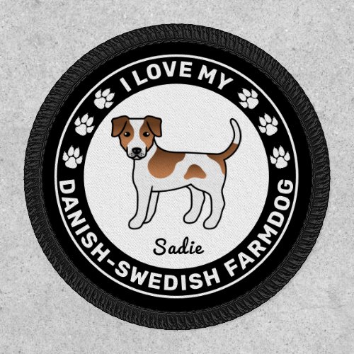 Brown Dog I Love Danish_Swedish Farmdog  Name Patch