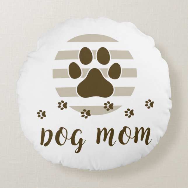Brown Dog Mom Love Round Pillow (Front)