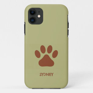 Brown dog paw custom name iPhone 11 case