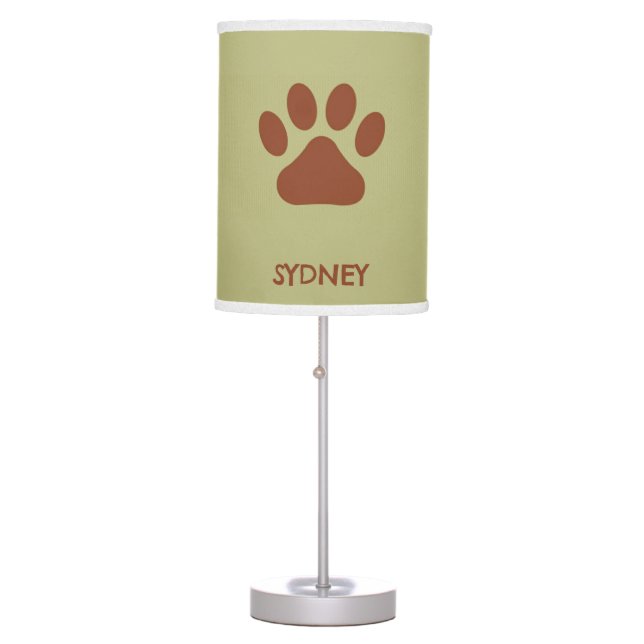 Brown dog paw custom name table lamp (Front)