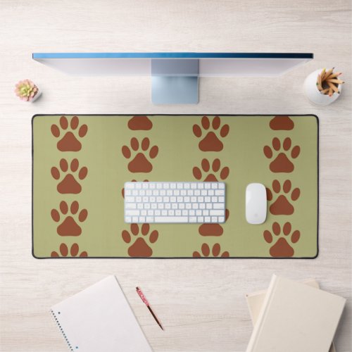 Brown dog paw pattern desk mat