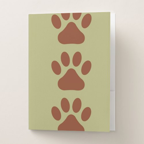 Brown dog paw pocket folder