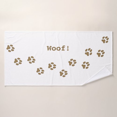 Brown Dog Paw Prints Cute Personalized Dogs Name Bath Towel