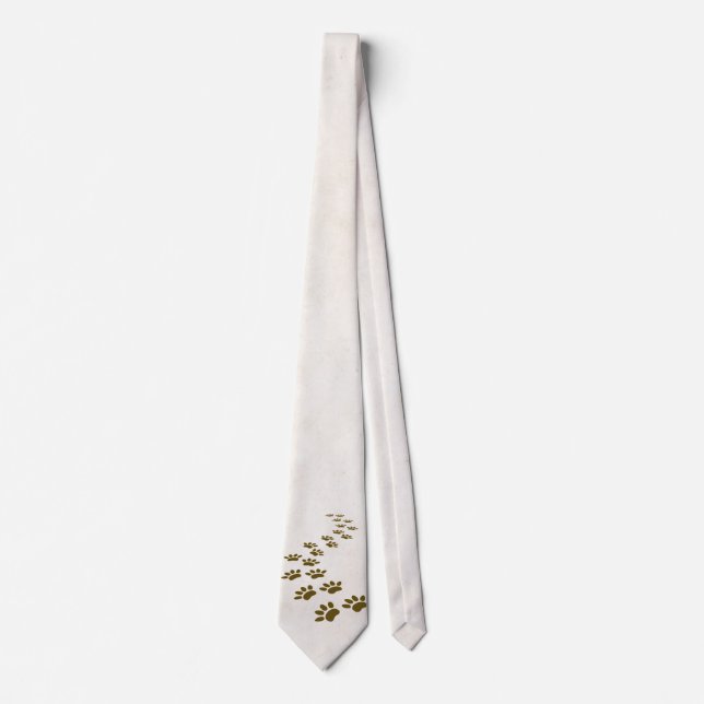 Brown dog paw prints neck tie (Front)